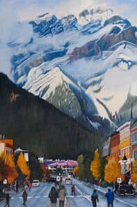 Oil painting by Ellen Lorne — Banff Avenue