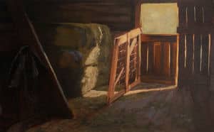 Oil painting by Ellen Lorne — Barn Shadows
