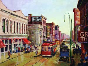 Oil painting by Ellen Lorne — Calgary 8th Avenue — 1912