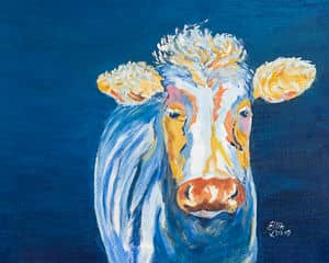 Oil painting by Ellen Lorne — Cow of Many Colours