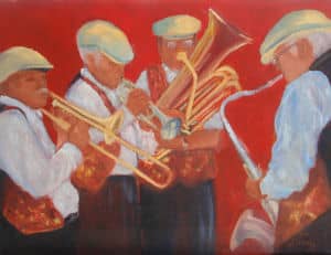 Oil painting by Ellen Lorne — Horn Section