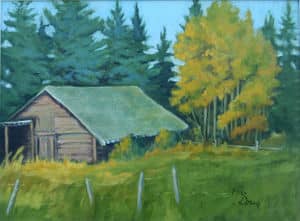 Oil painting by Ellen Lorne — Priddis Barn