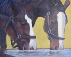 Oil painting by Ellen Lorne — Thirsty Pair