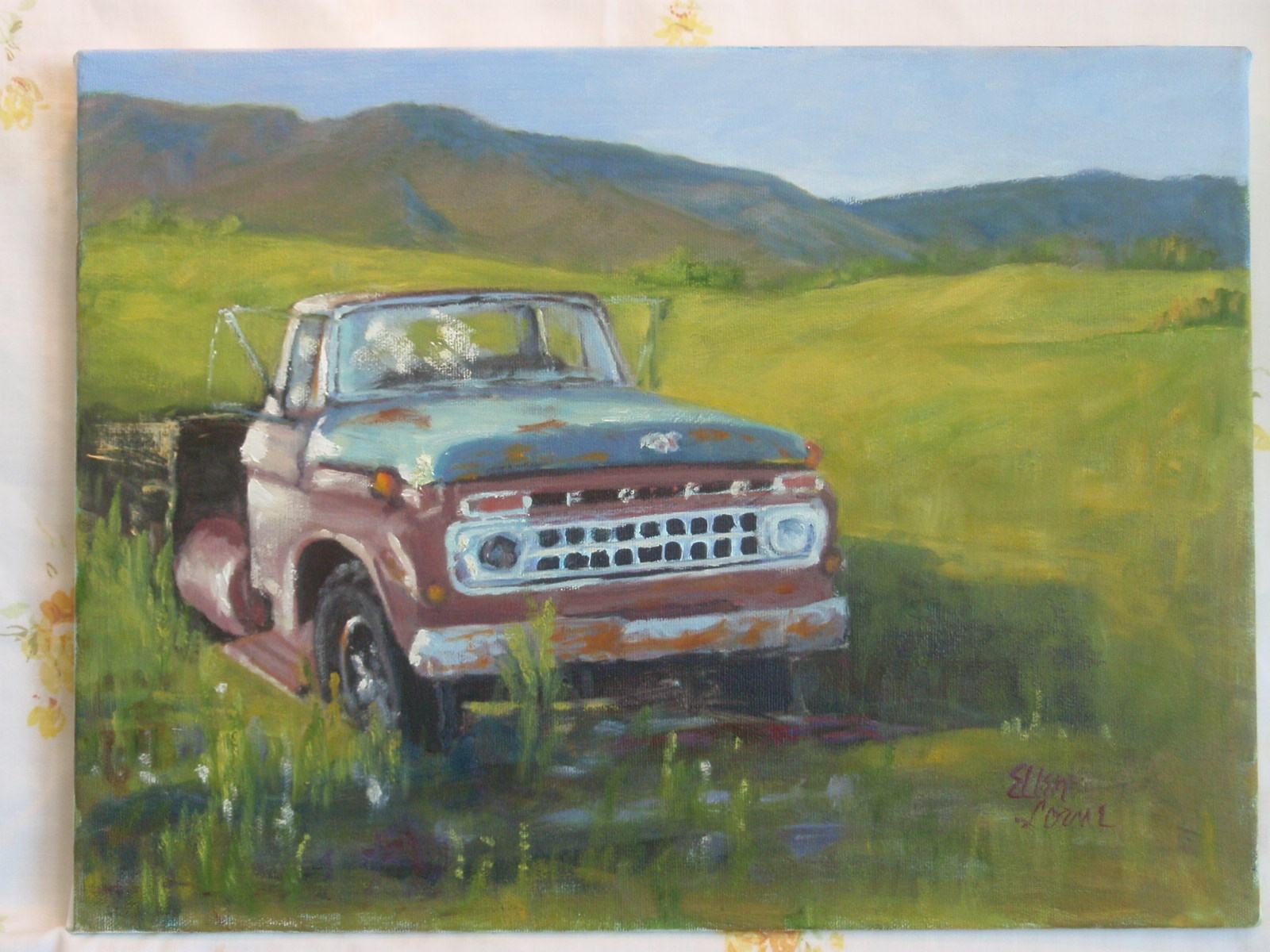 Oil painting by Ellen Lorne — Abandoned Ford Truck