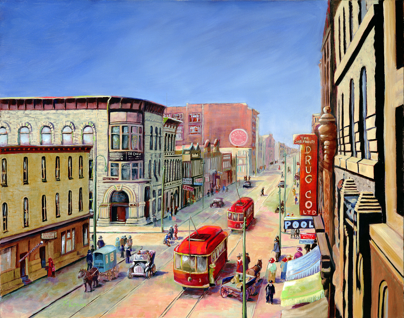 Oil painting by Ellen Lorne — Calgary 8th Avenue — 1908