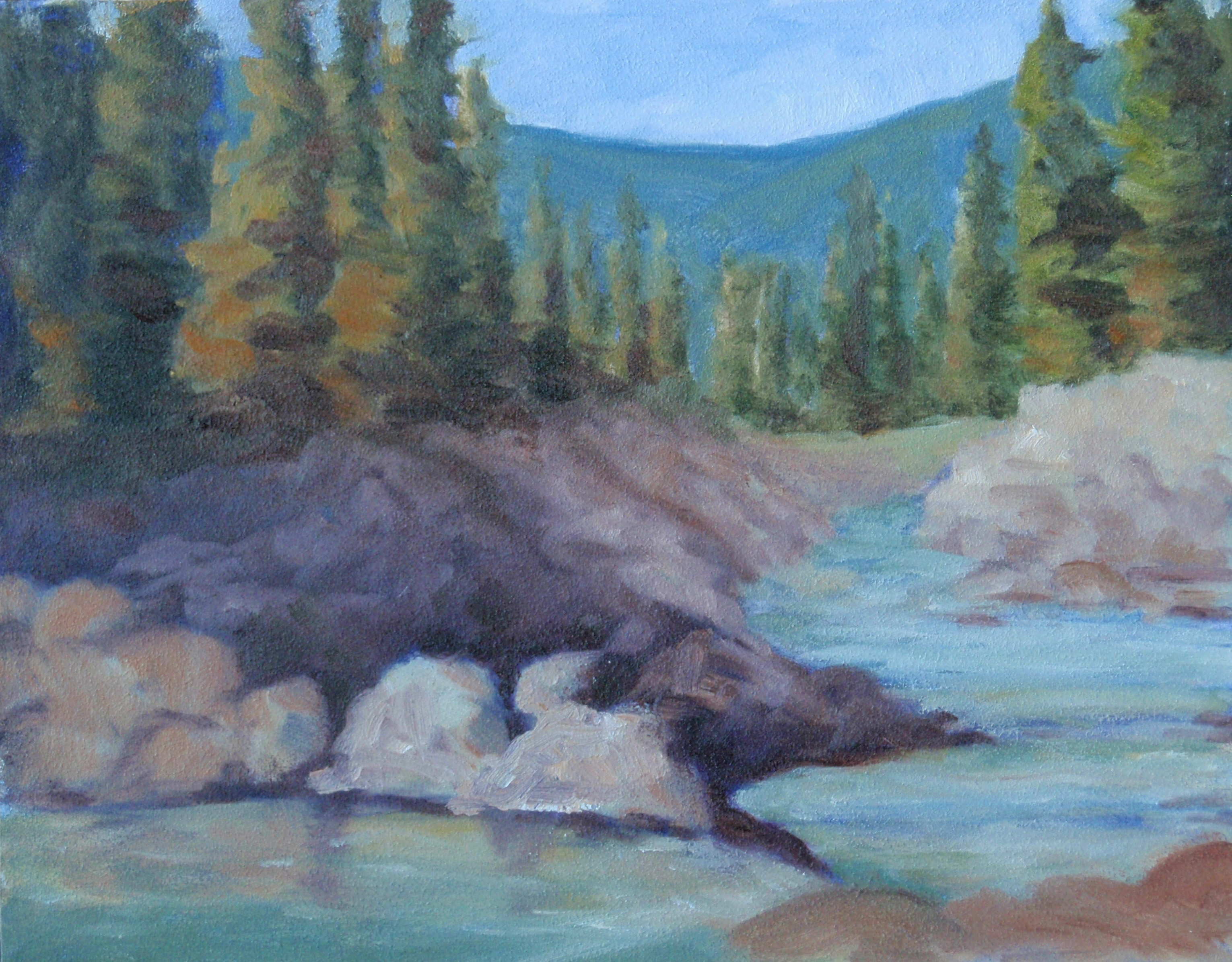 Oil painting by Ellen Lorne — Mountain Stream
